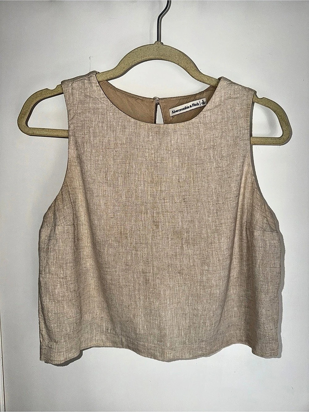 Abercrombie & Fitch Linen-Style Tank Top Beige Tan Size Small